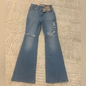 Levi's 726 Light Blue Distressed Flare Jeans size 2